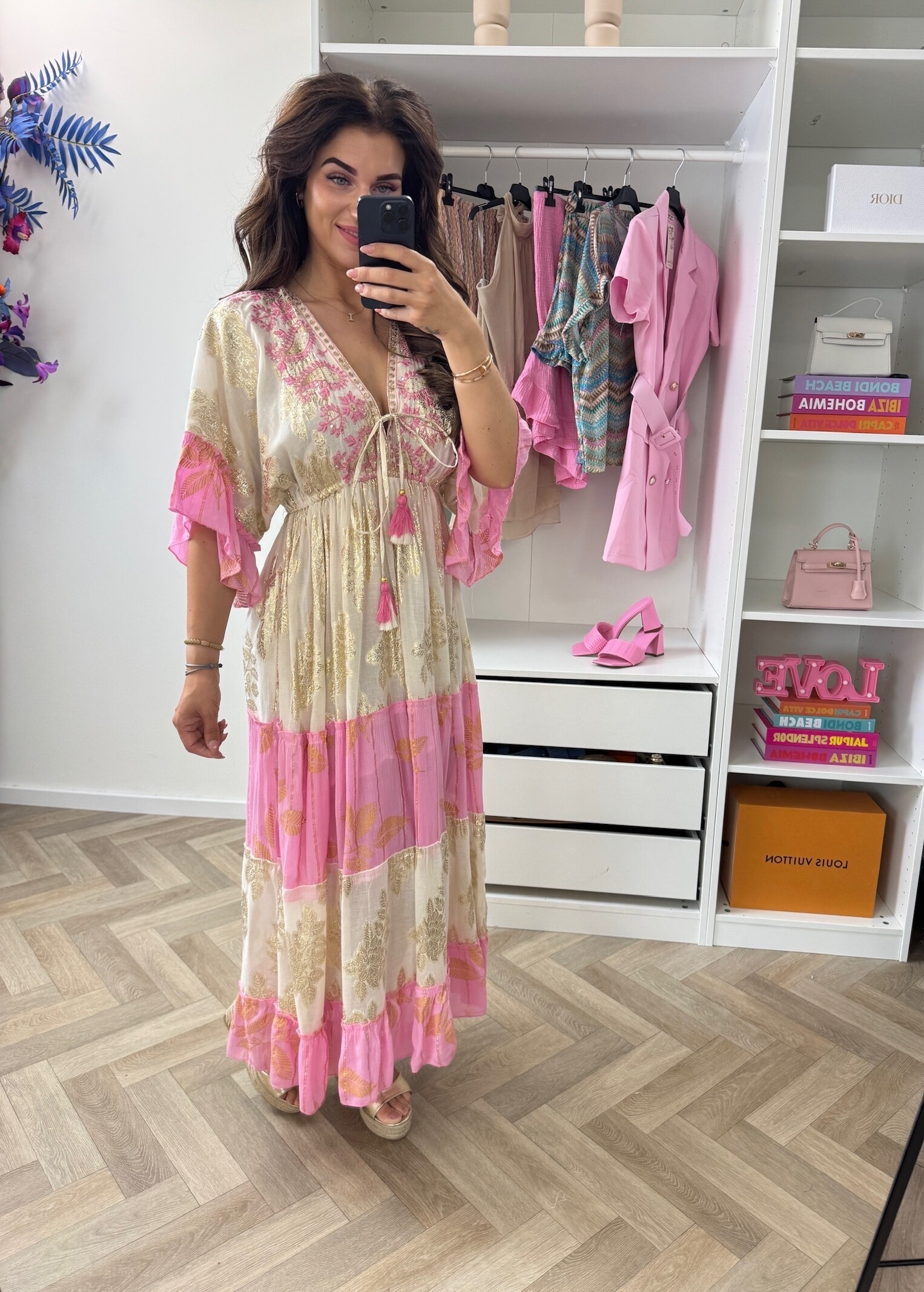 Long Dress Glam Gold Pink AL-325