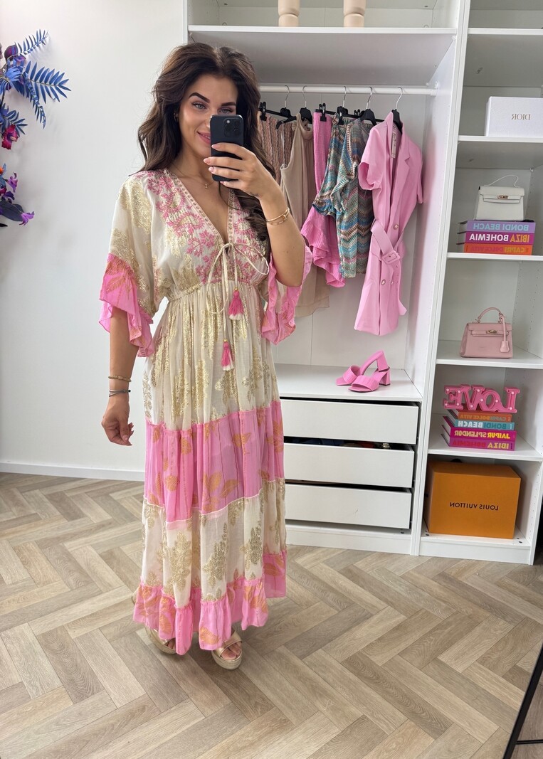 Long Dress Glam Gold Pink AL-325