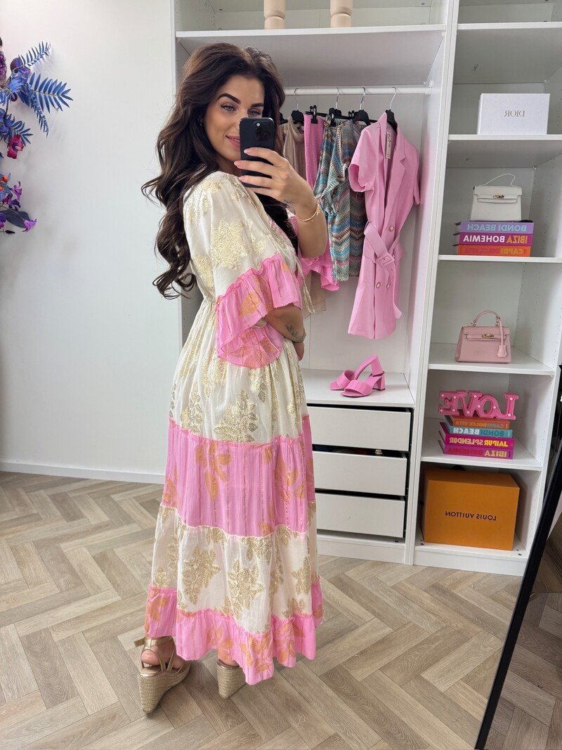 Long Dress Glam Gold Pink AL-325