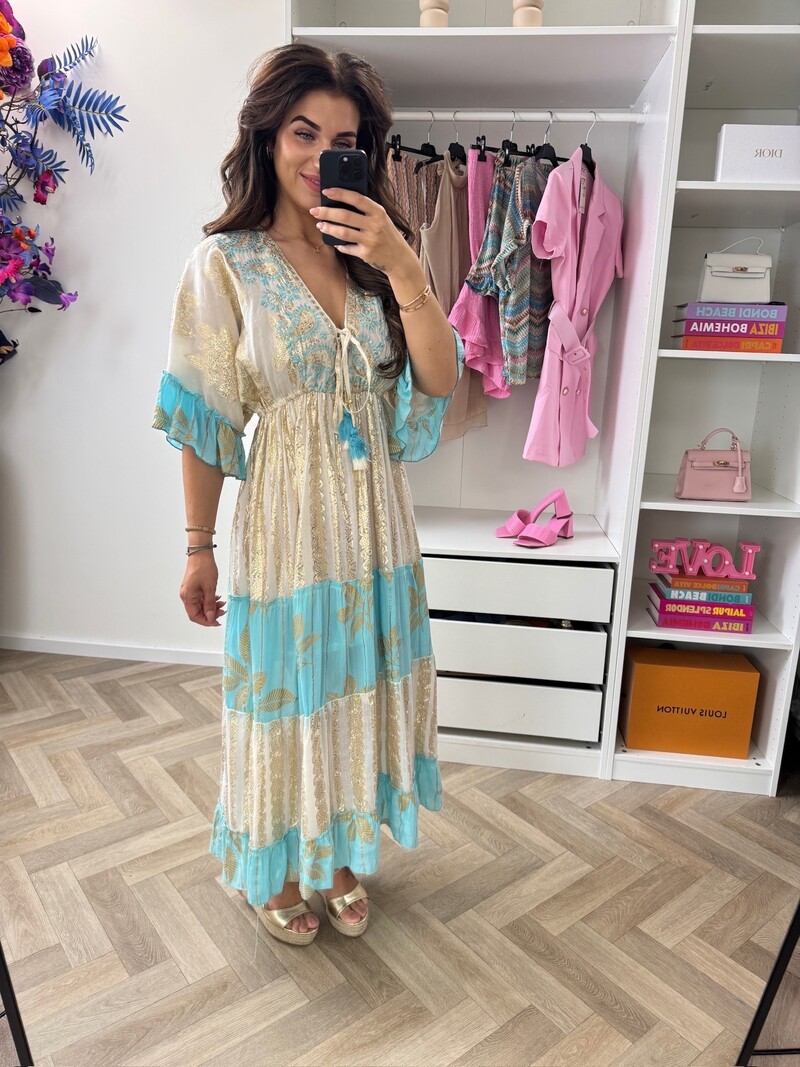 Long Dress Glam Gold Blue AL-325