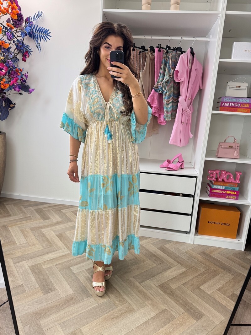 Long Dress Glam Gold Blue AL-325