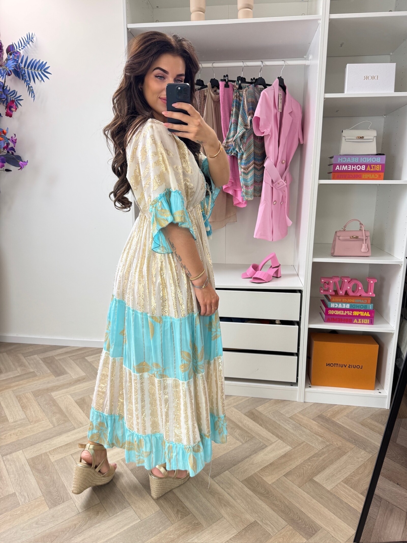 Long Dress Glam Gold Blue AL-325