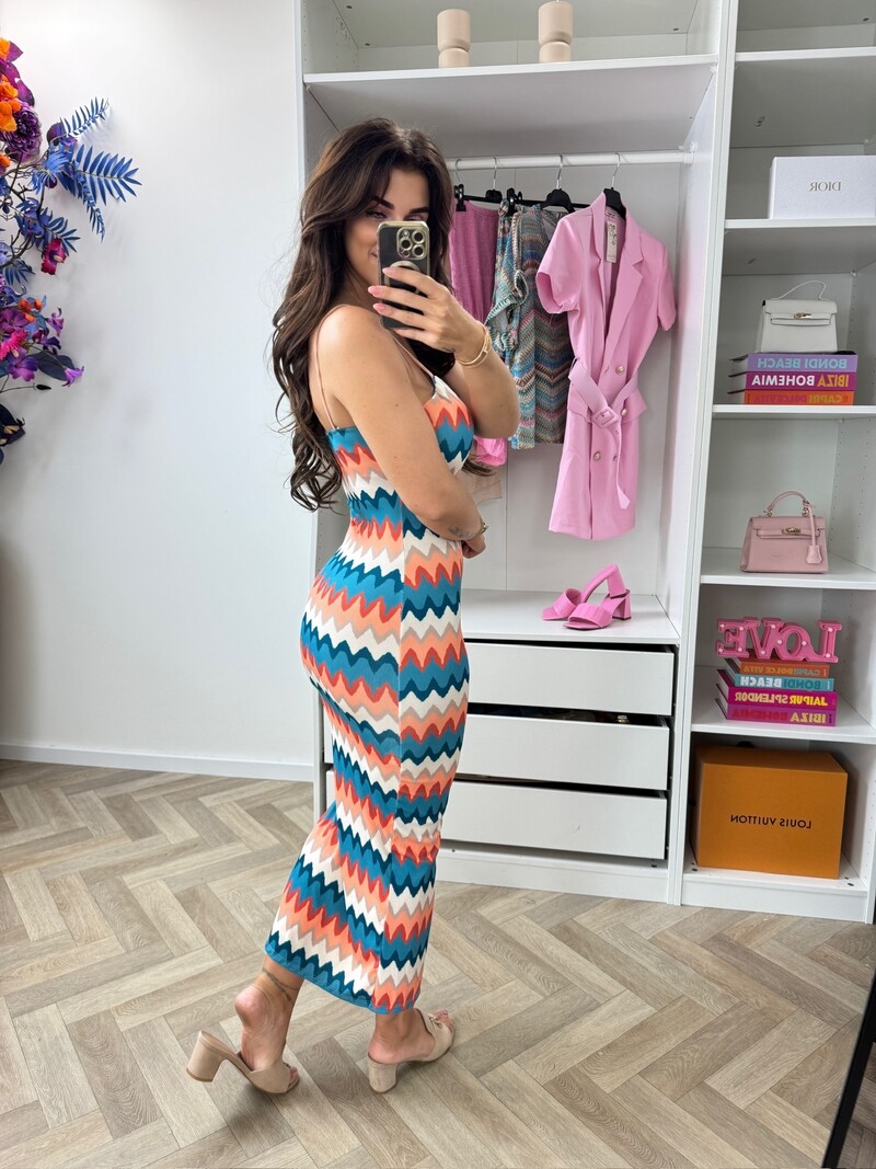 Long dress Lotti Zigzag Petrol