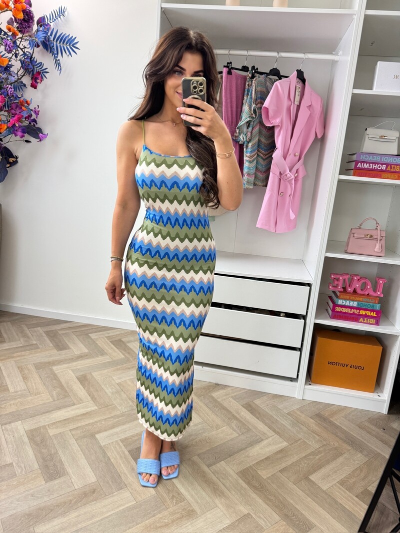 Long dress Lotti Zigzag Green