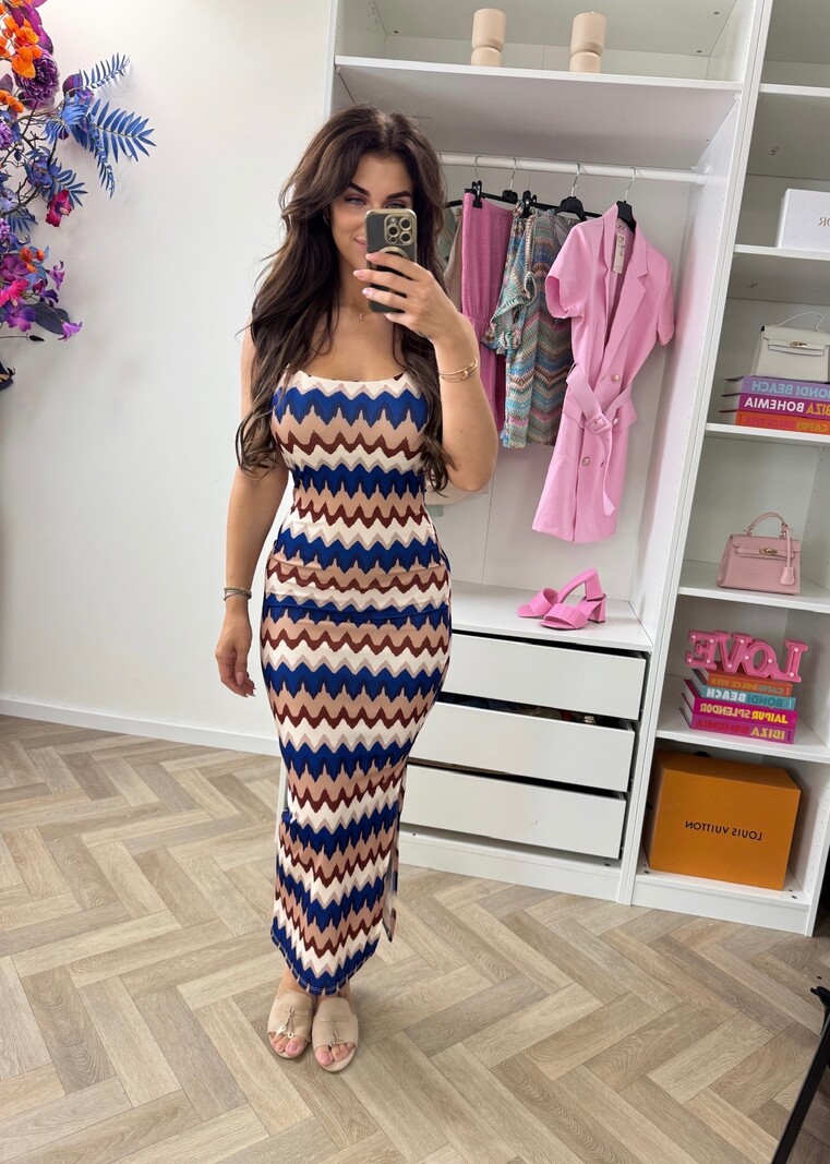 Long dress Lotti Zigzag kobalt