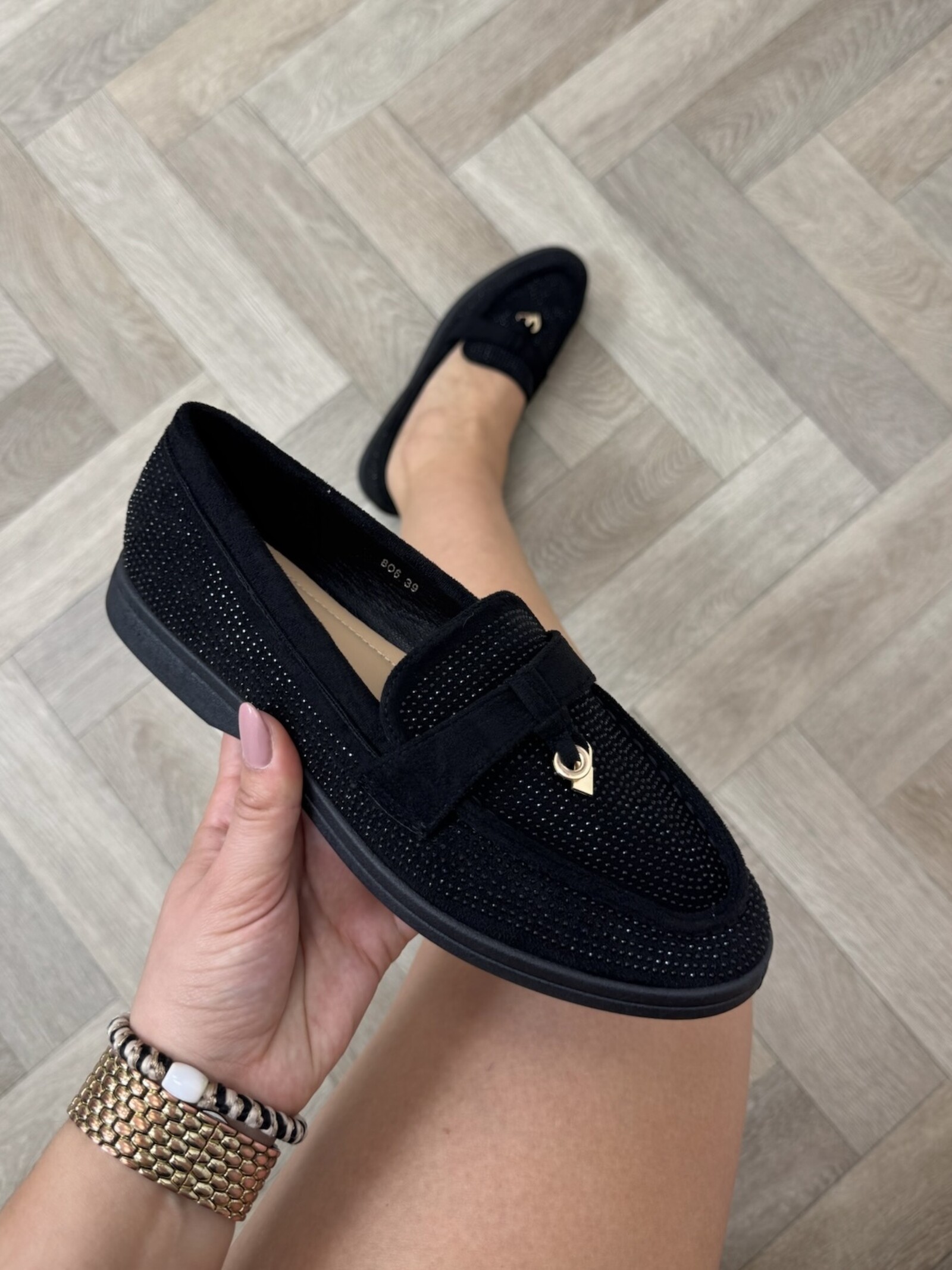 Loafers diamonds Black 806