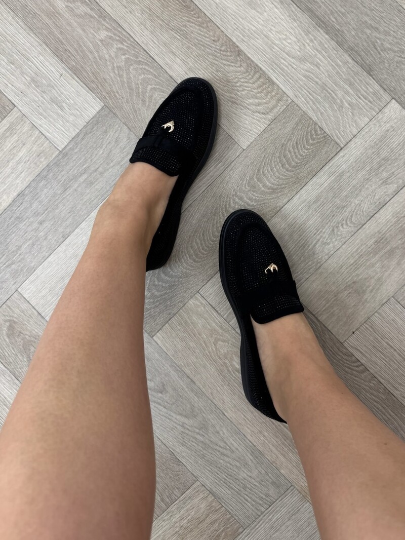Loafers diamonds Black 806