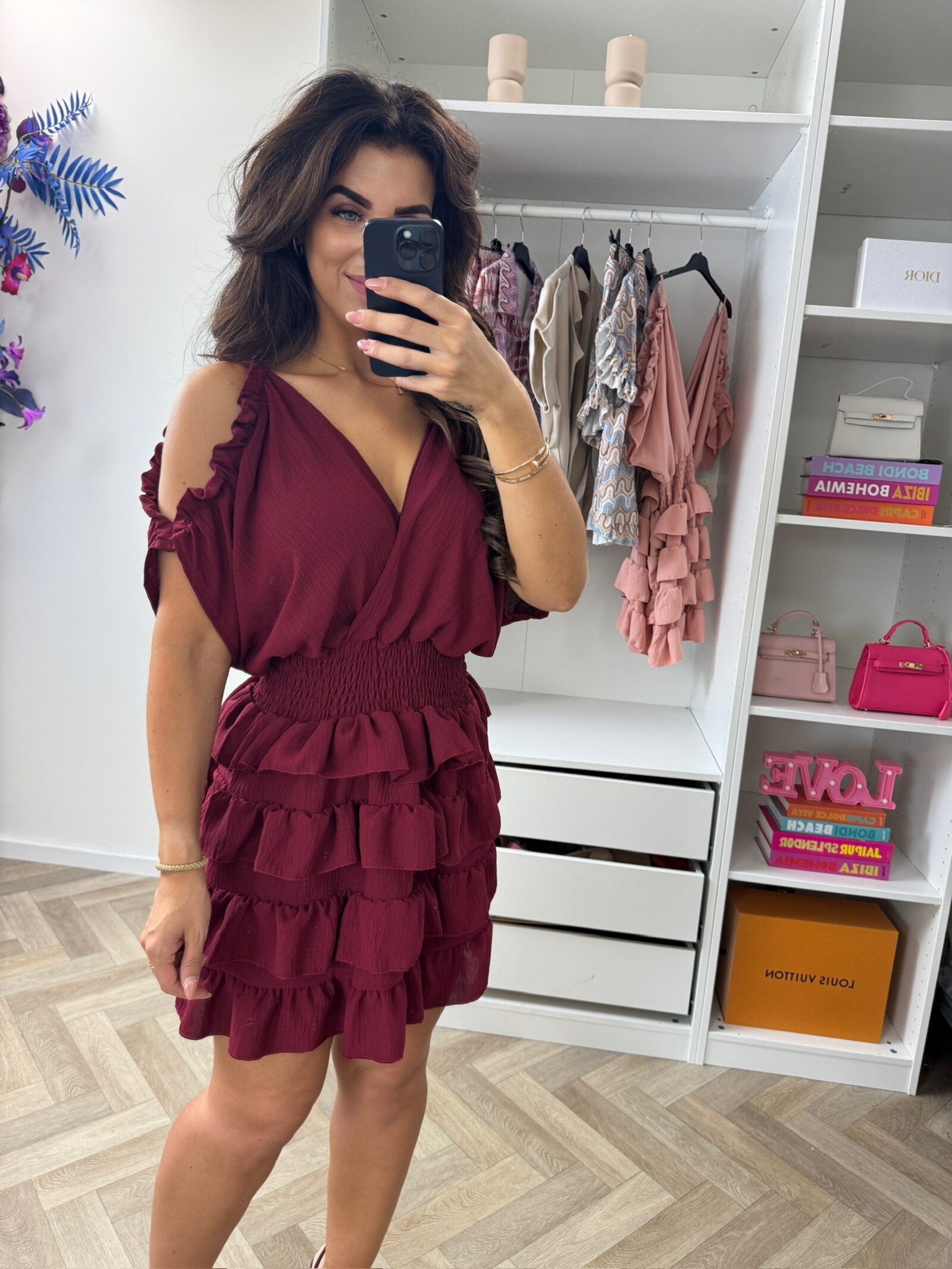 Dress Bella Ruffle Bordeaux