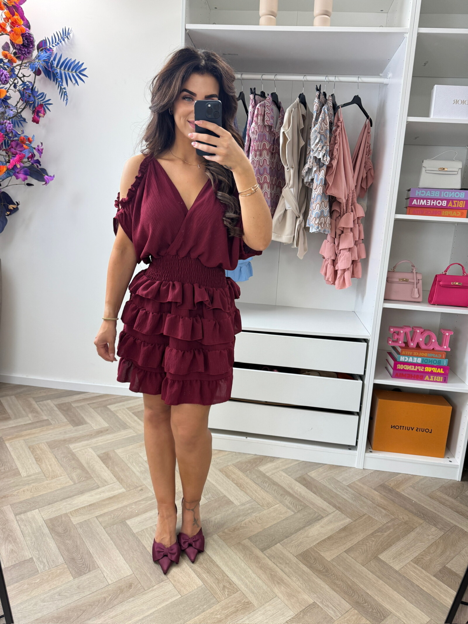 Dress Bella Ruffle Bordeaux