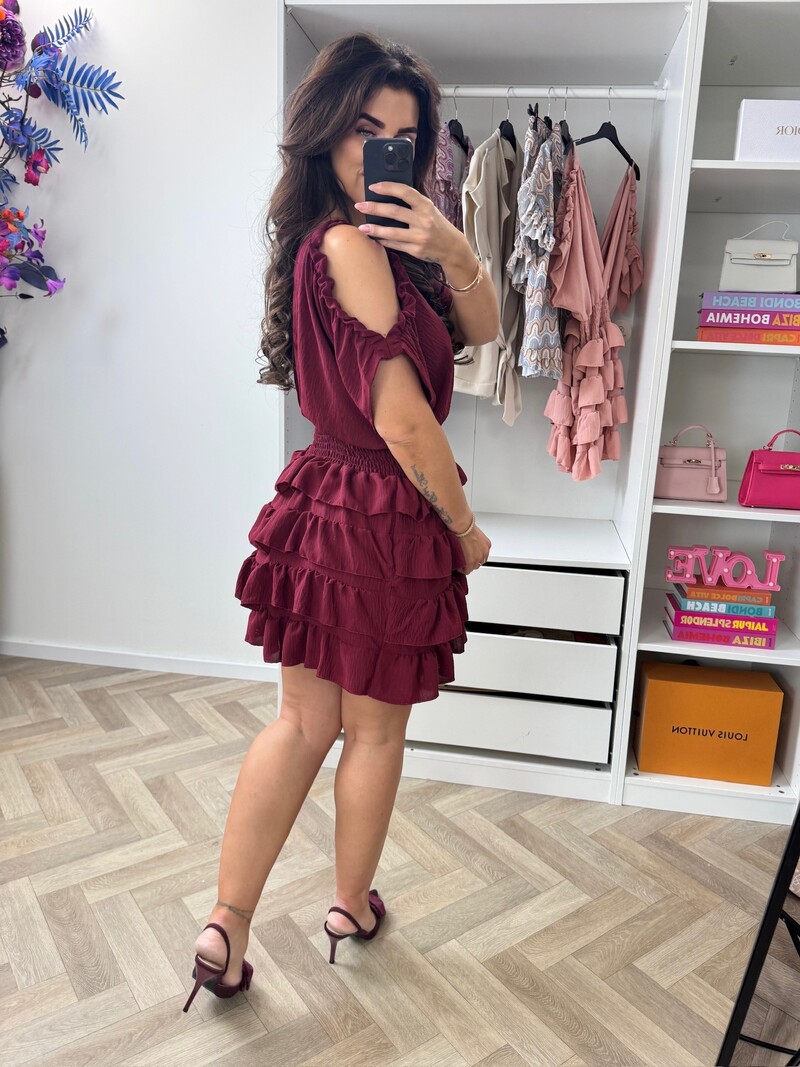 Dress Bella Ruffle Bordeaux