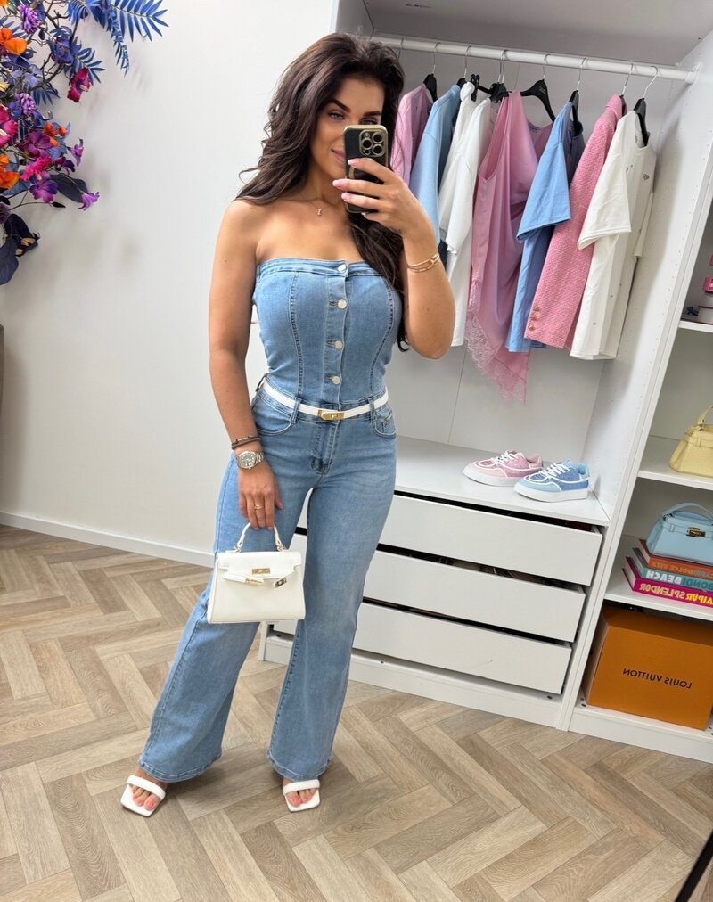 Perfect Strappless Jumpsuit Denim M755
