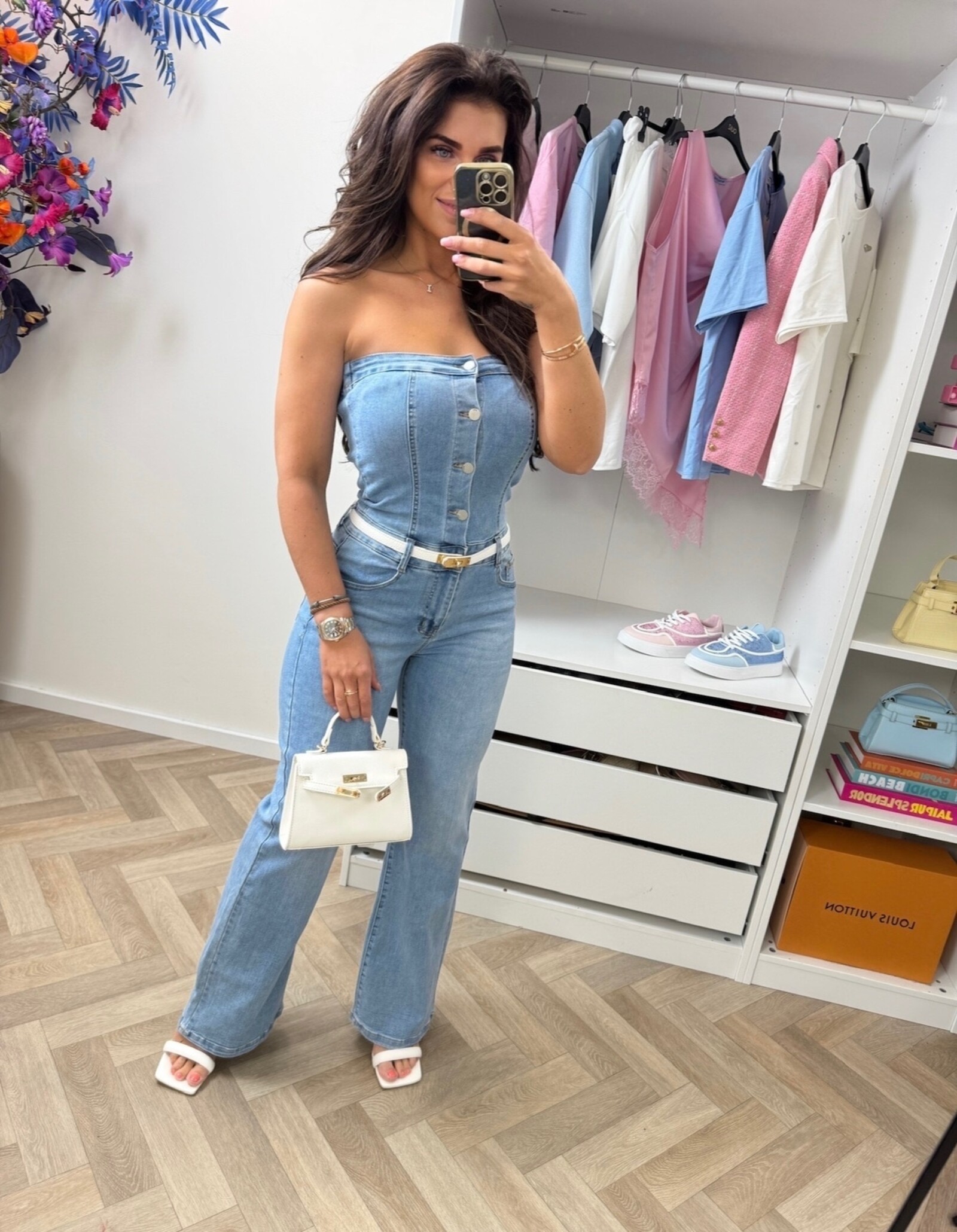 Perfect Strappless Jumpsuit Denim M755