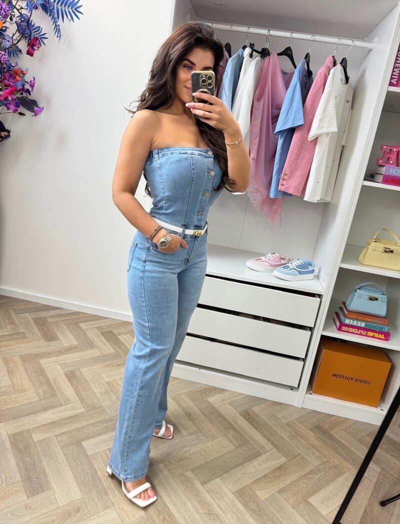 Perfect Strappless Jumpsuit Denim M755