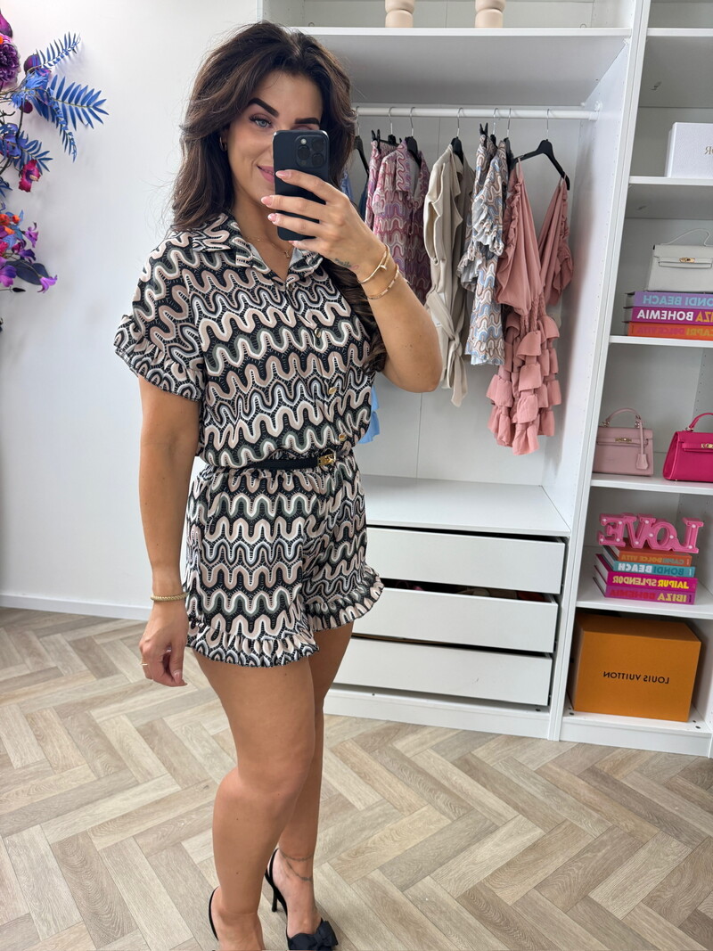 Set Wave Print Celina  Black