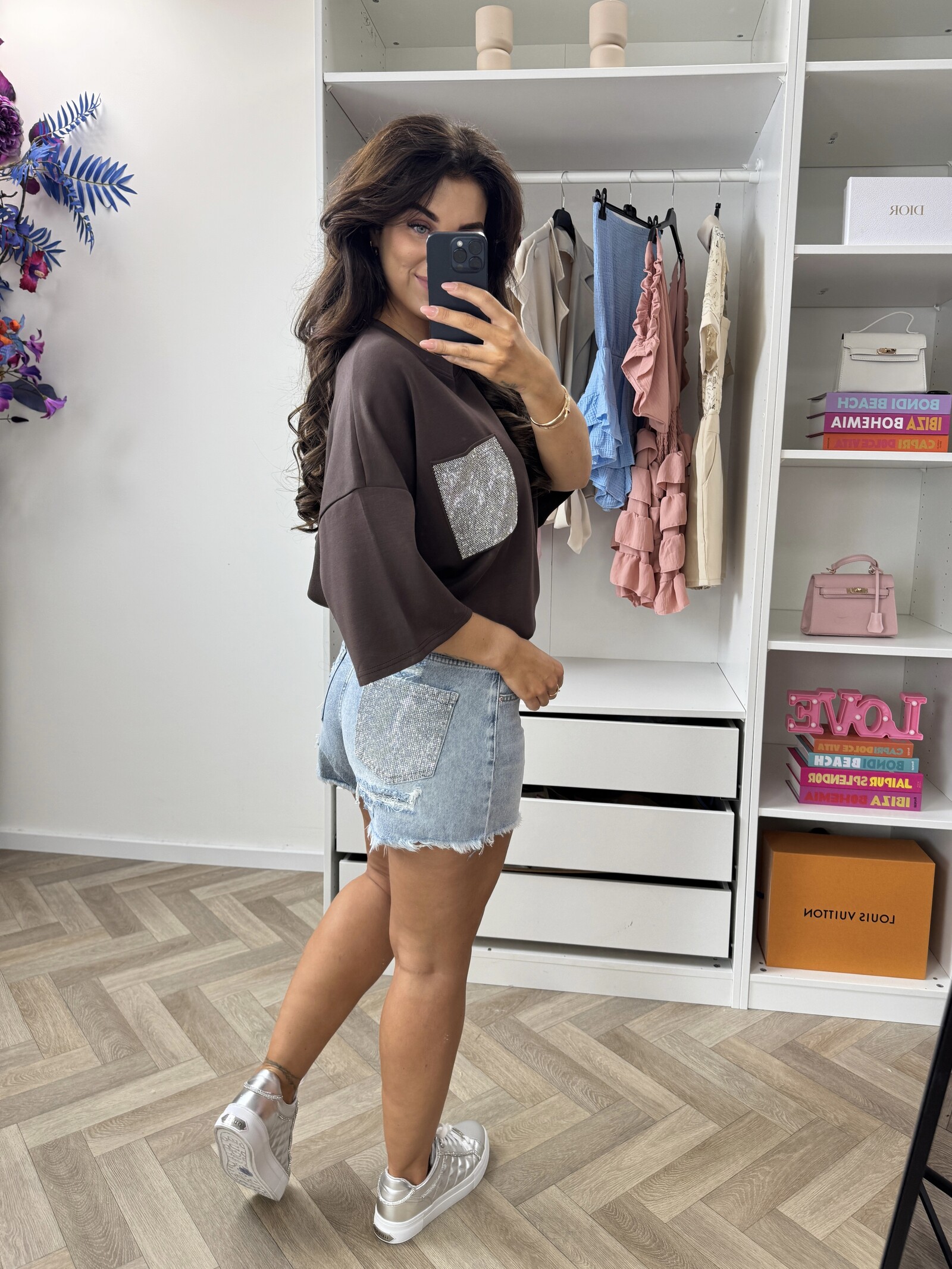 T-shirt Oversized Diamonds 10255 Choco