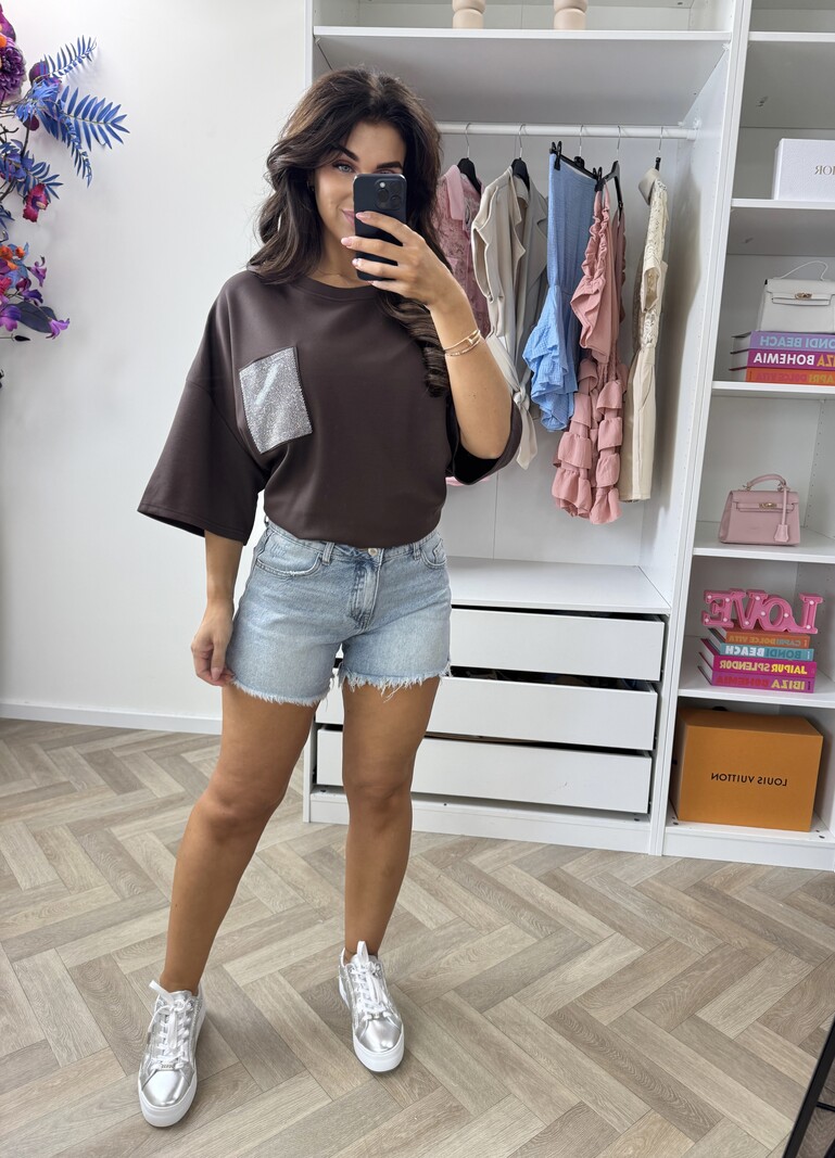 T-shirt Oversized Diamonds 10255 Choco
