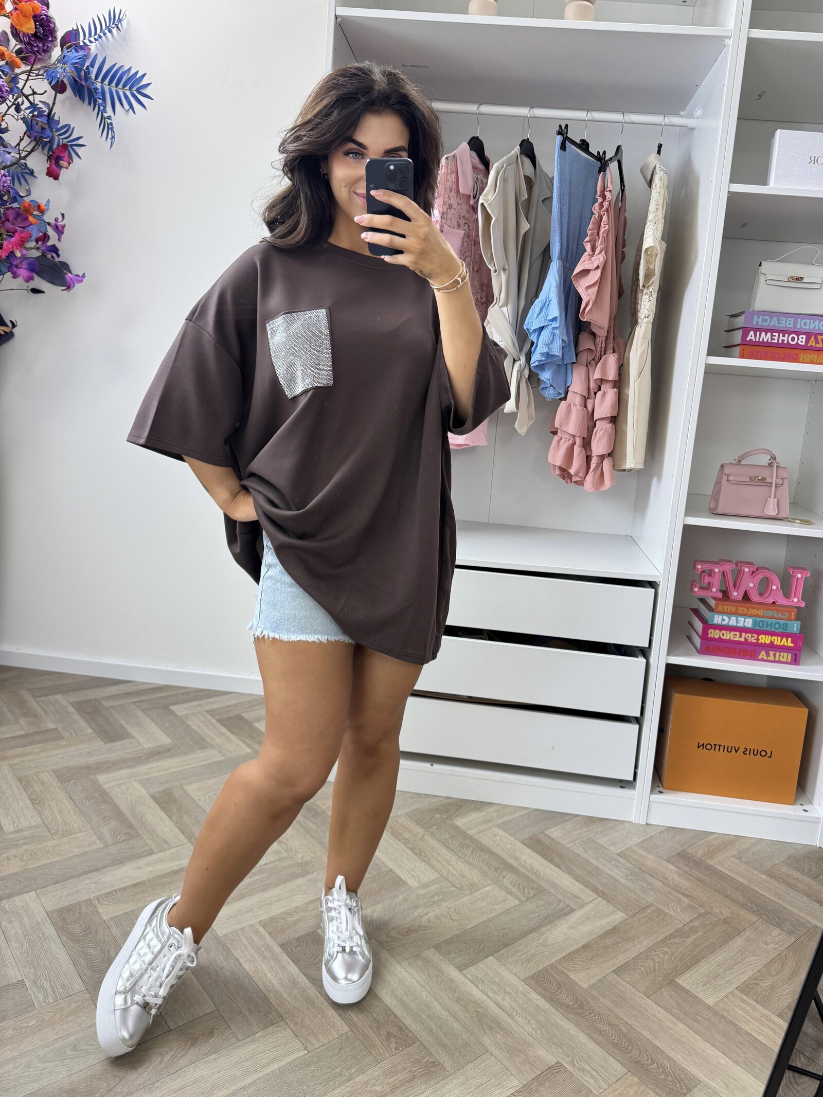 T-shirt Oversized Diamonds 10255 Choco