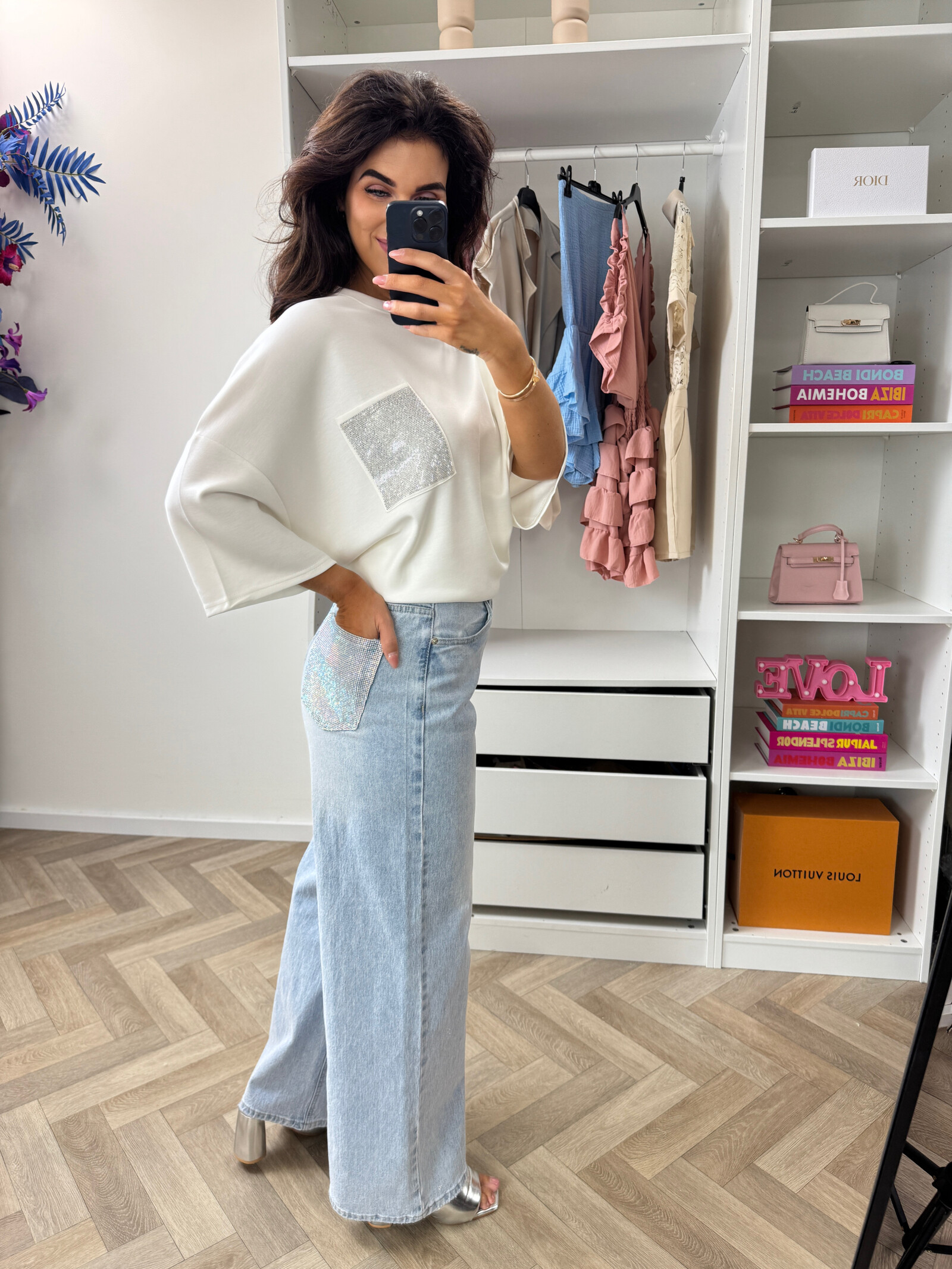 T-shirt Oversized Diamonds 10255 White