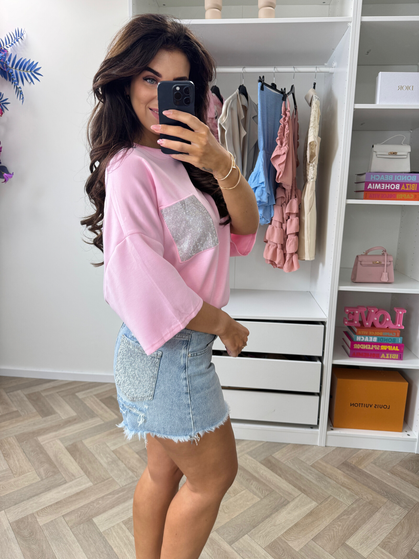 T-shirt Oversized Diamonds 10255 Pink