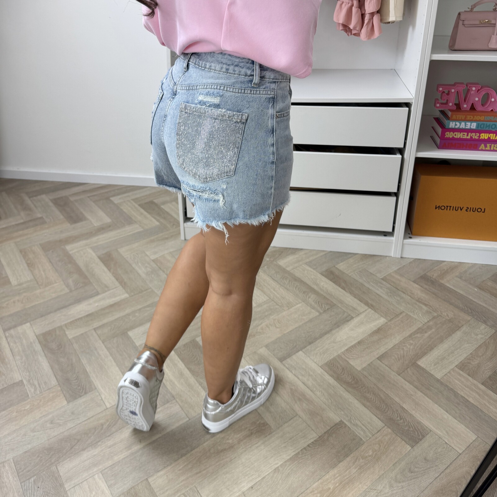 Short Denim Diamonds Pocket D317-2
