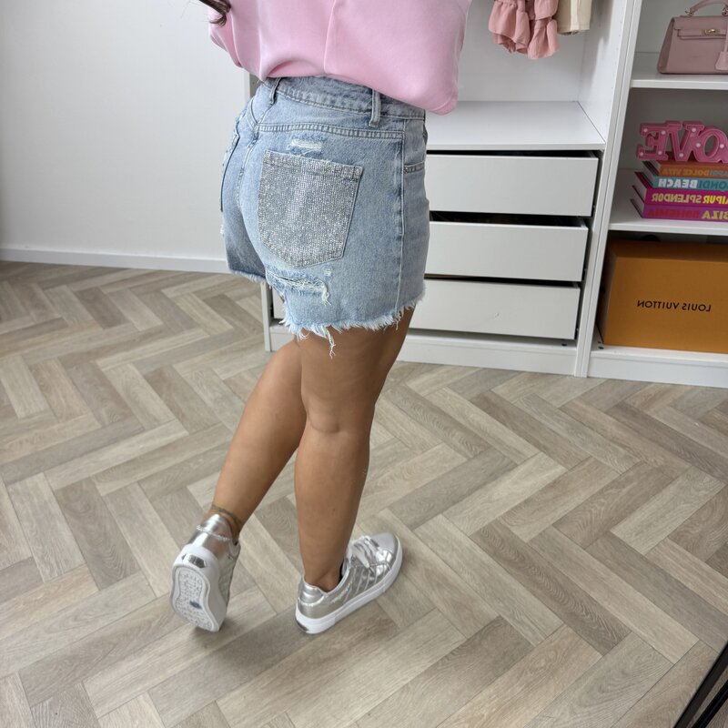 Short Denim Diamonds Pocket D317-2