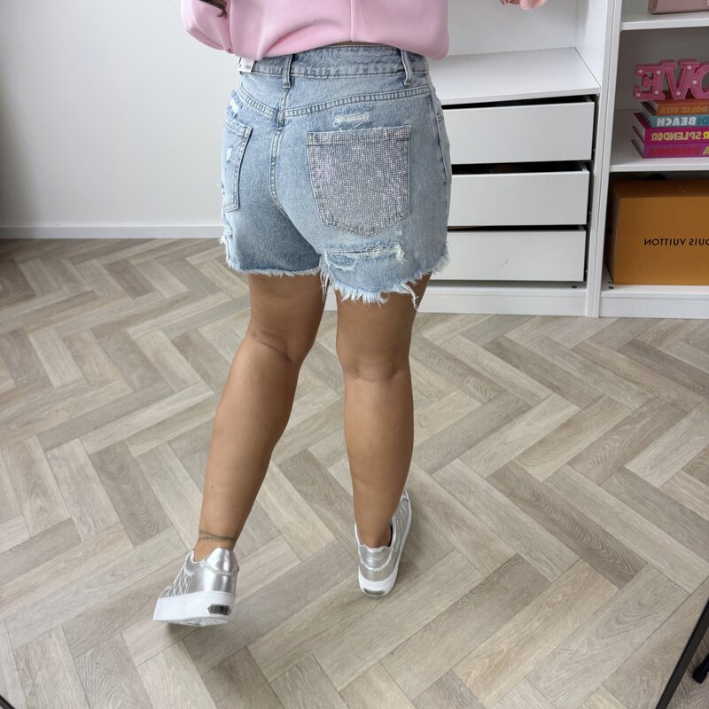 Short Denim Diamonds Pocket D317-2