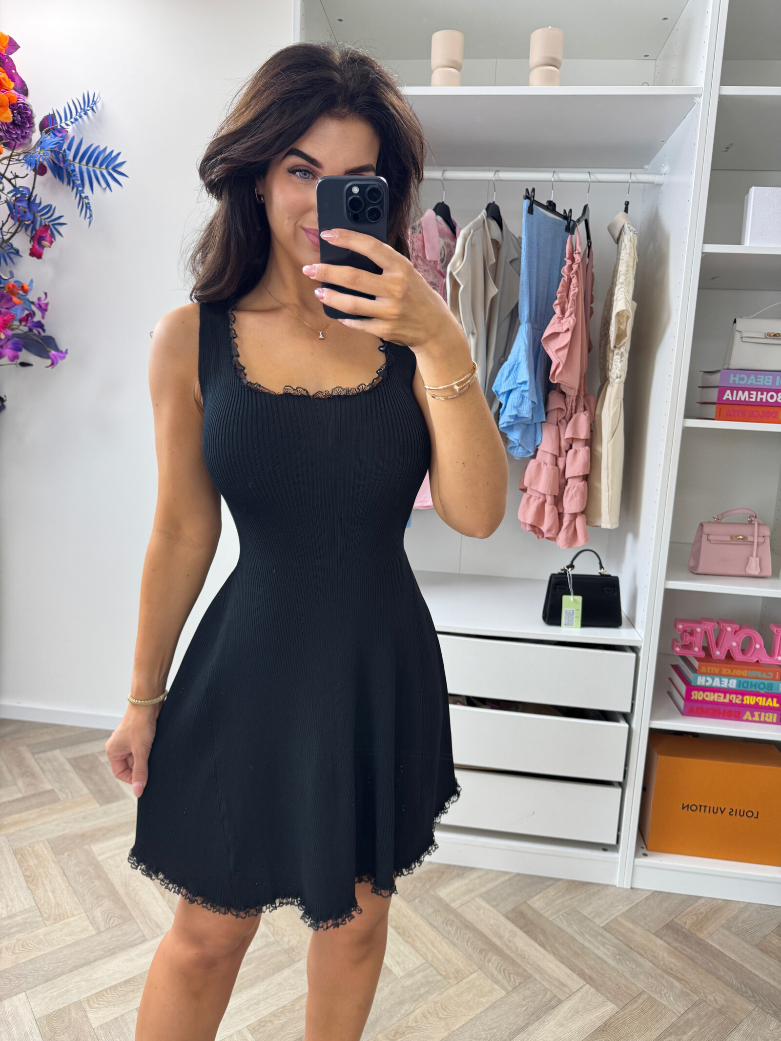 Peplum Dress Lace HH009 Black