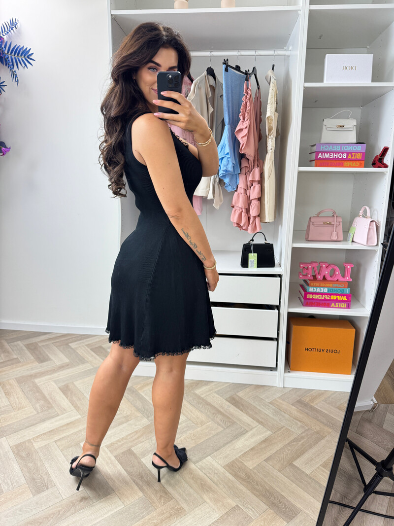 Peplum Dress Lace HH009 Black