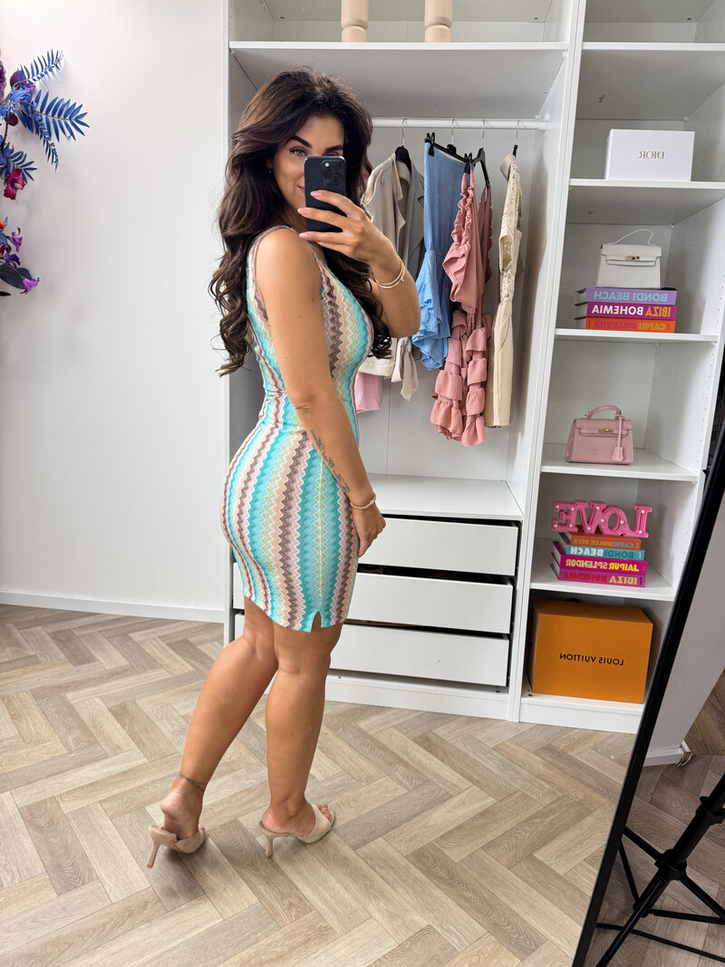 Dress kort ZigZag Turquoise