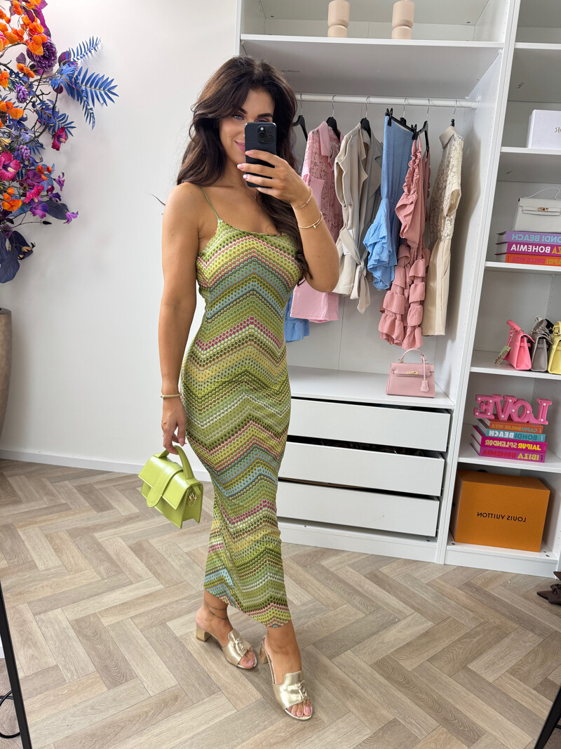 Long Dress Hill Print Green