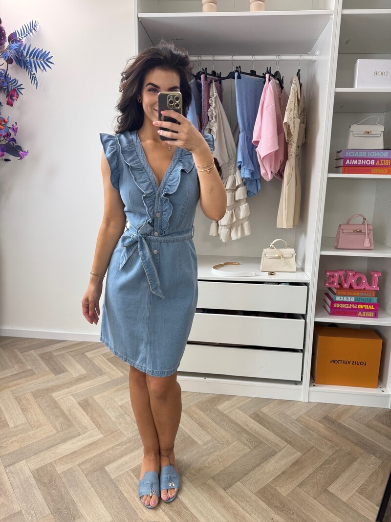 Denim Dress Ruffle H8125