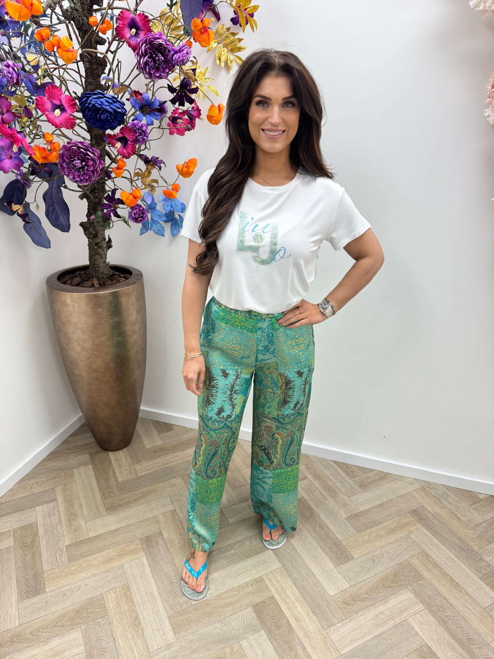 Liu-Jo Pants Green Print Liu Jo 1950