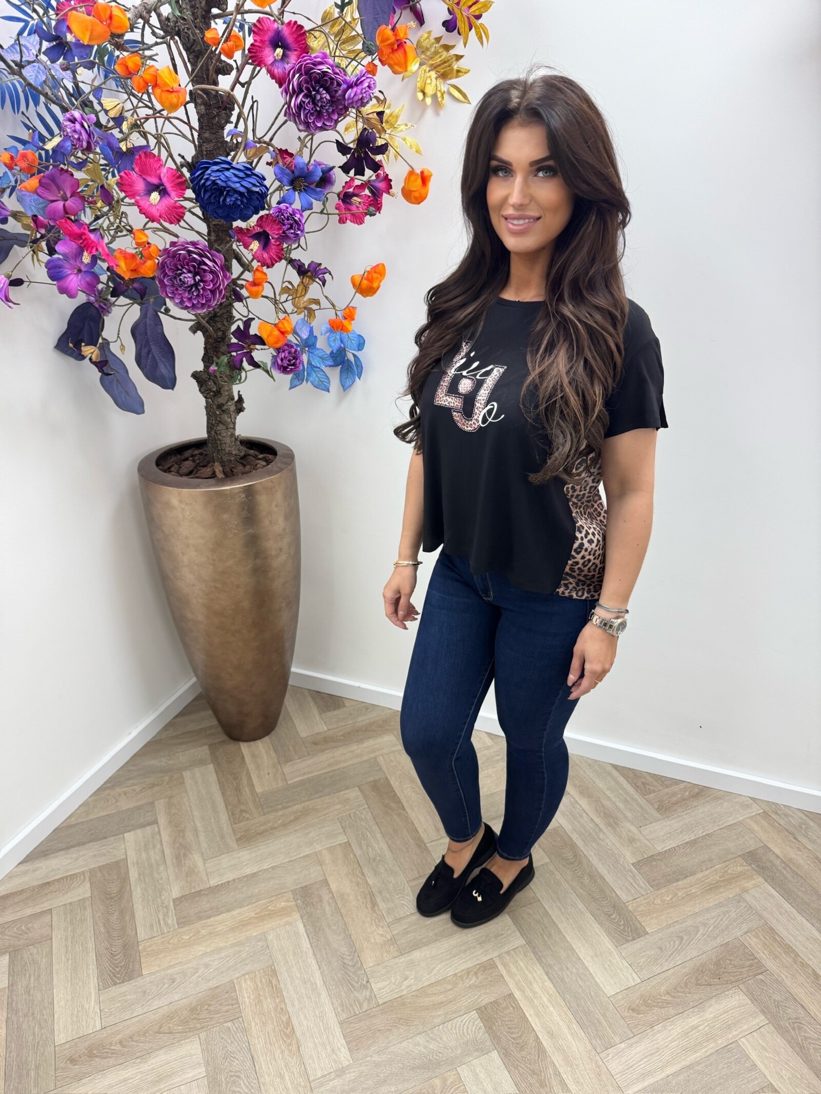 Liu-Jo T-Shirt Liu Leopard Back Black 1948