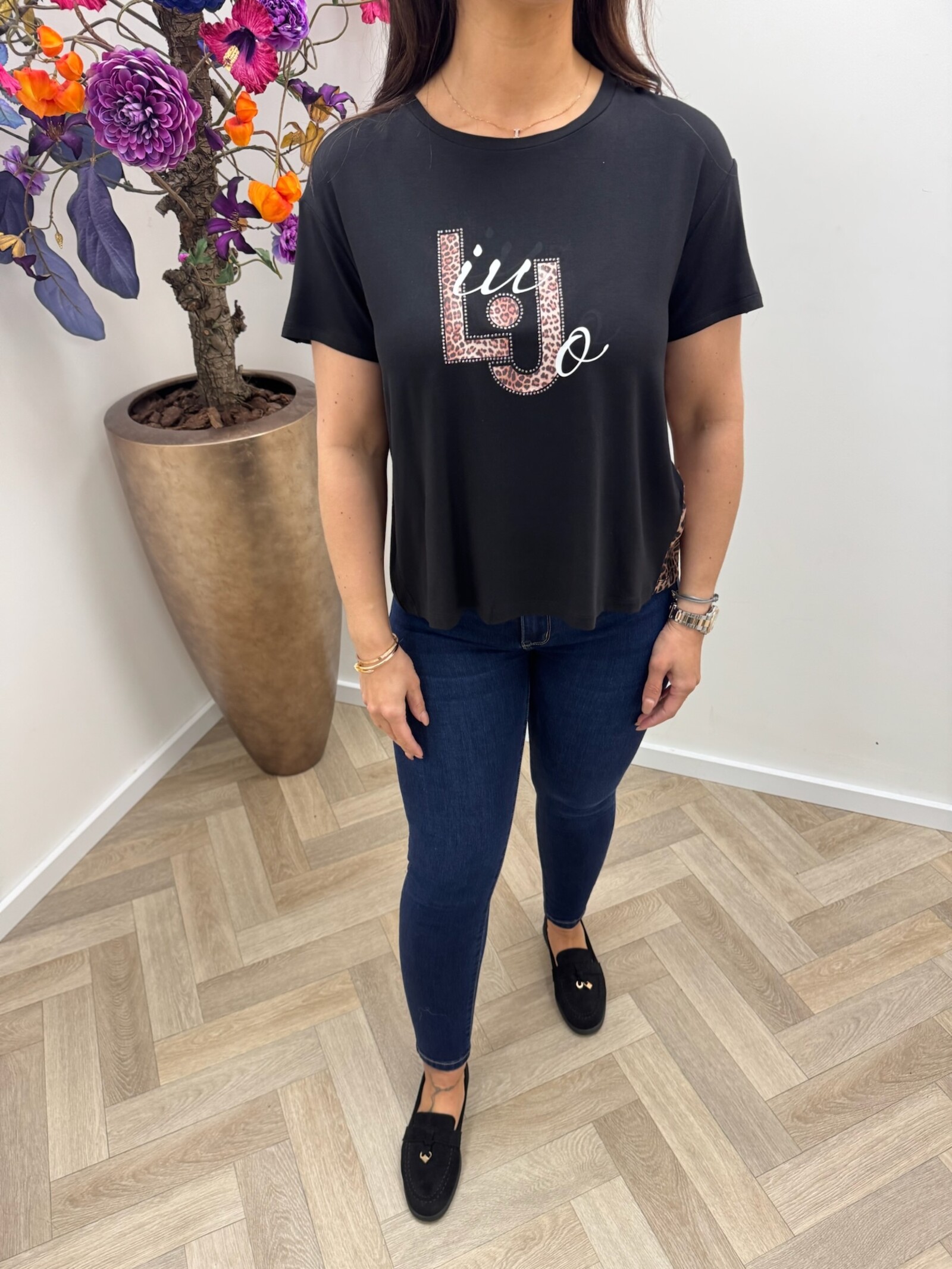 Liu-Jo T-Shirt Liu Leopard Back Black 1948