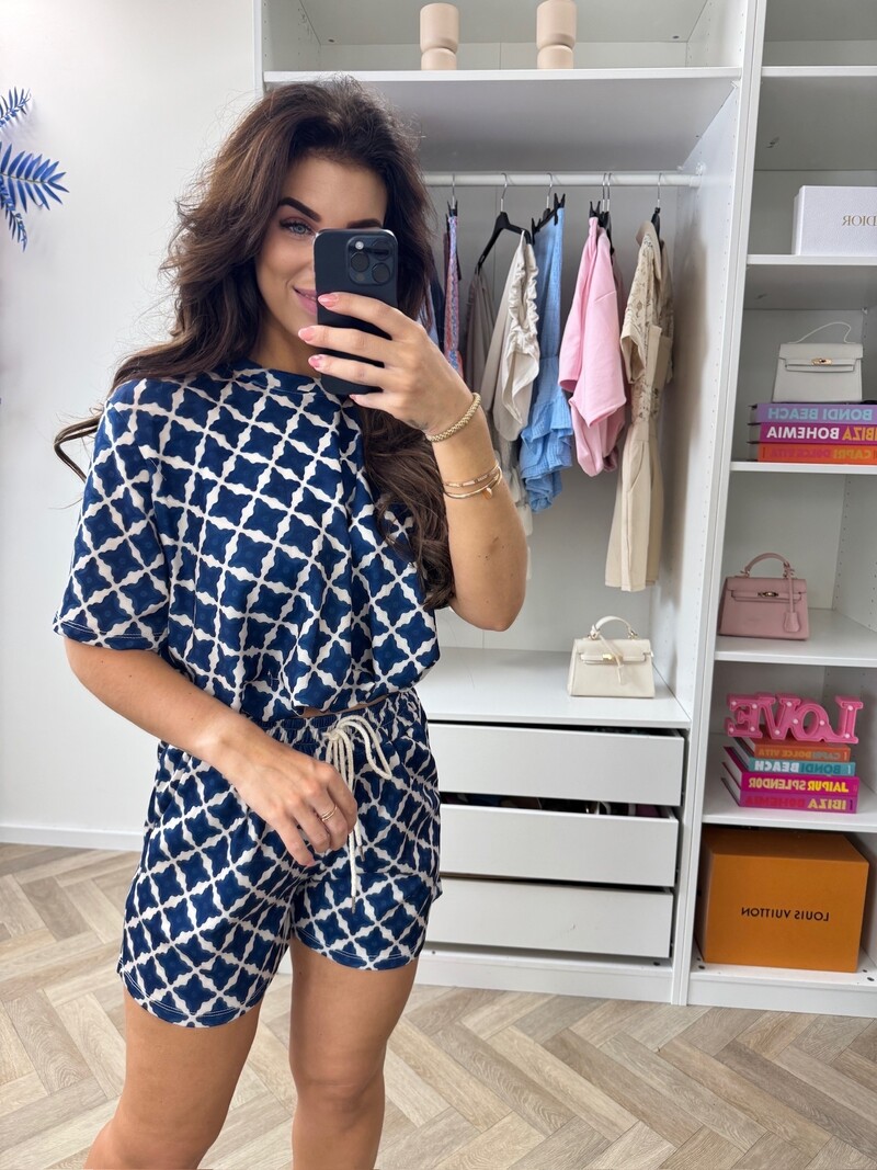 2 delige set Jill print Navy