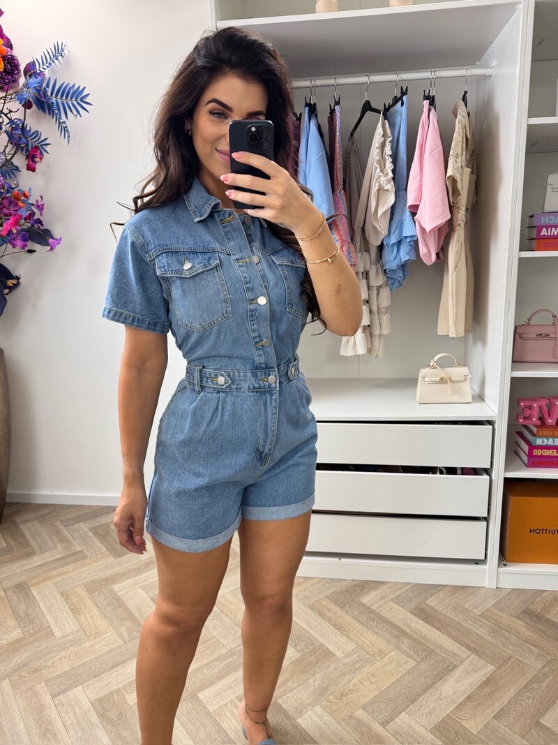 Denim Jumpsuit Cherry 8407 Dark Denim