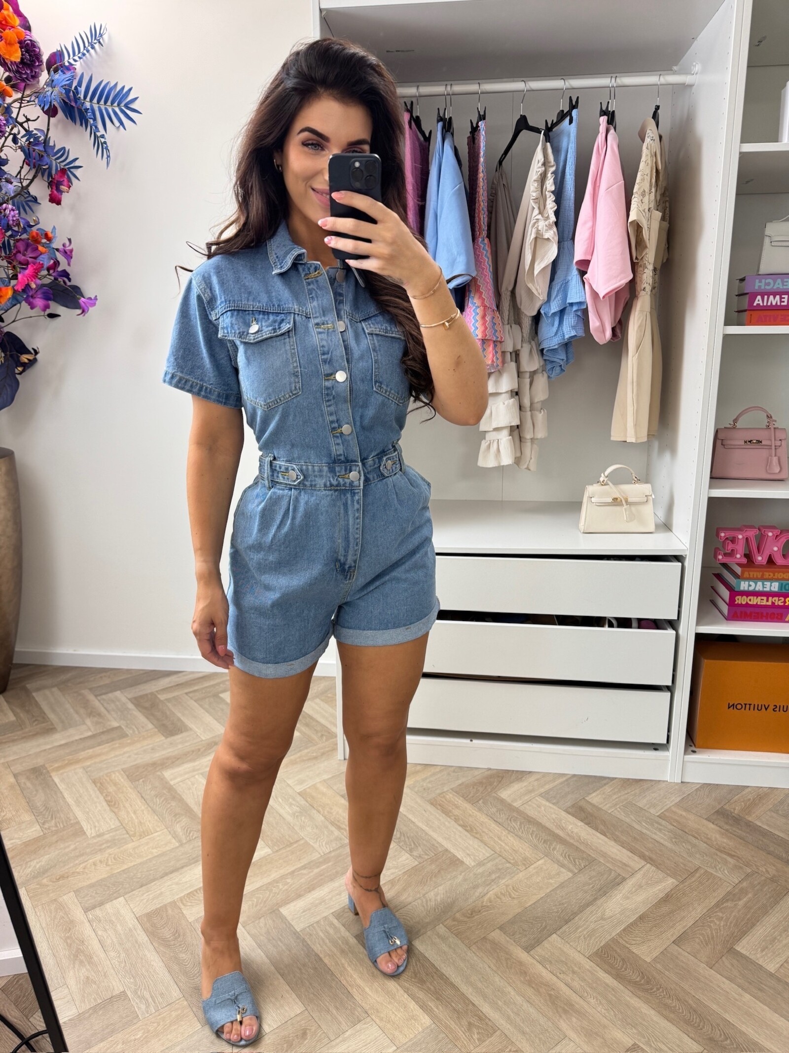 Denim Jumpsuit Cherry 8407 Dark Denim