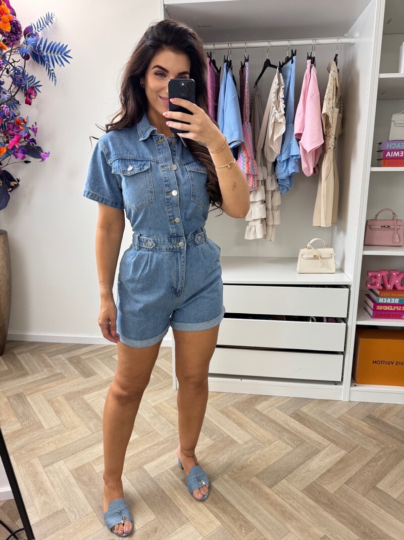 Denim Jumpsuit Cherry 8407 Dark Denim