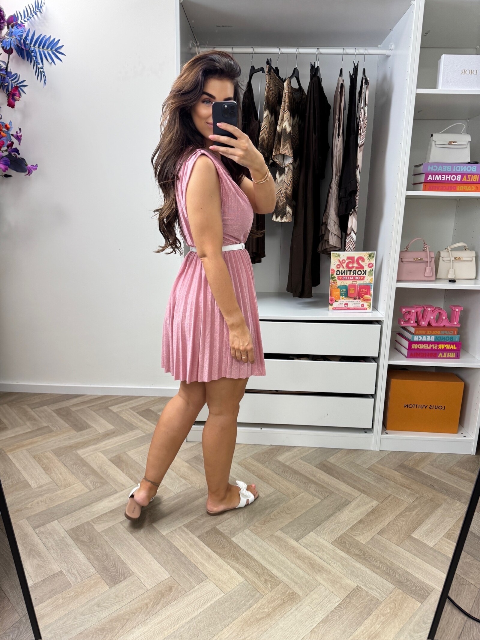 Dress Lurex Split Kort  Pink