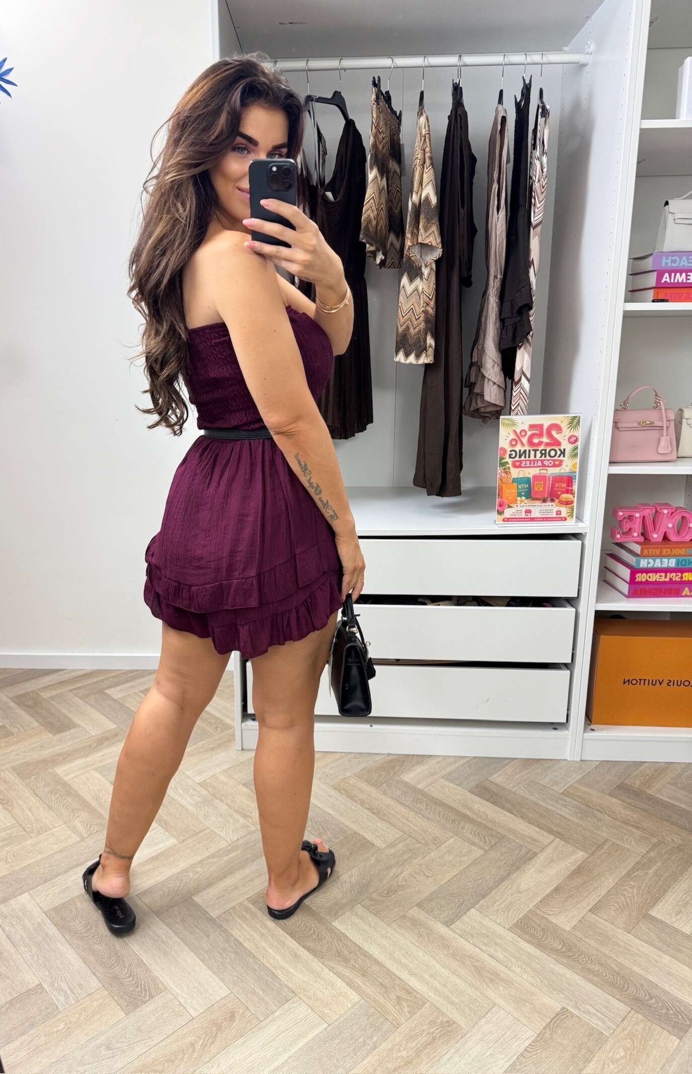 Jumpsuit Strapless Ruffle  Bordeaux