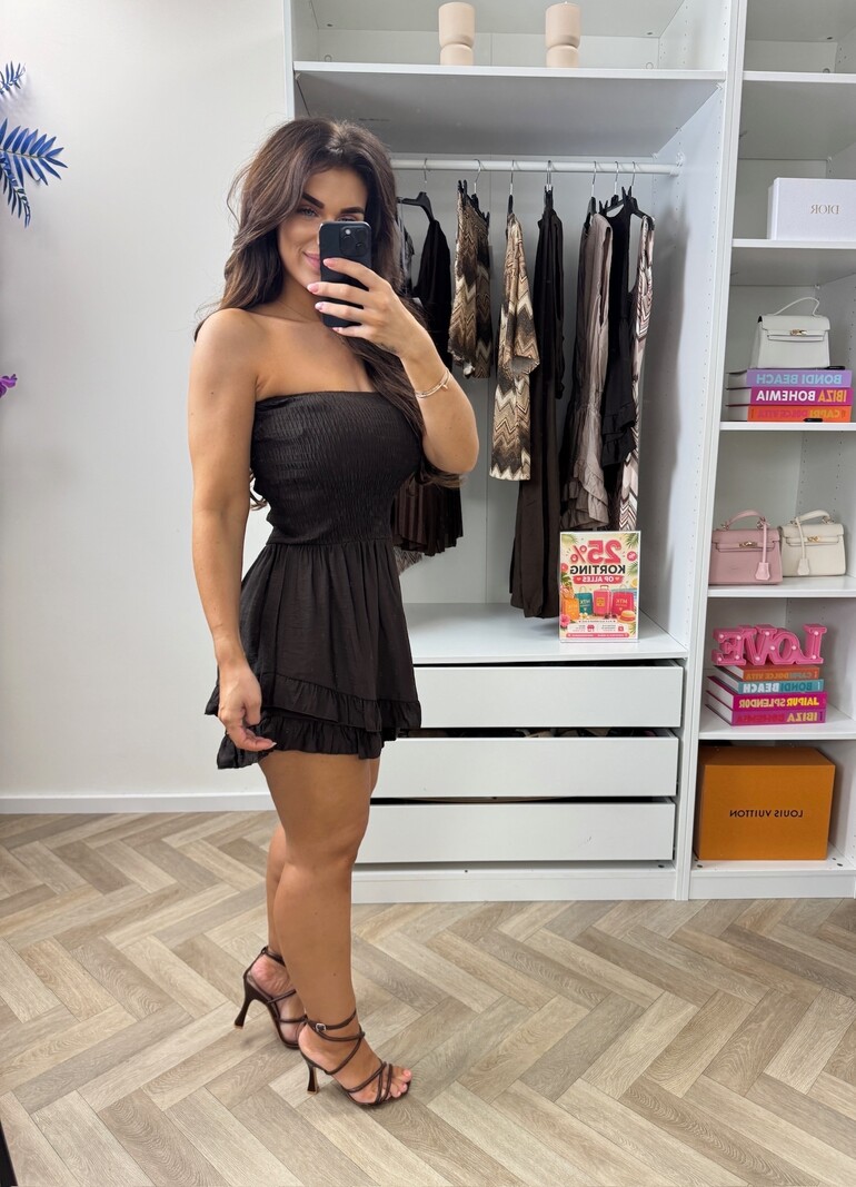 Jumpsuit Strapless Ruffle  Choco