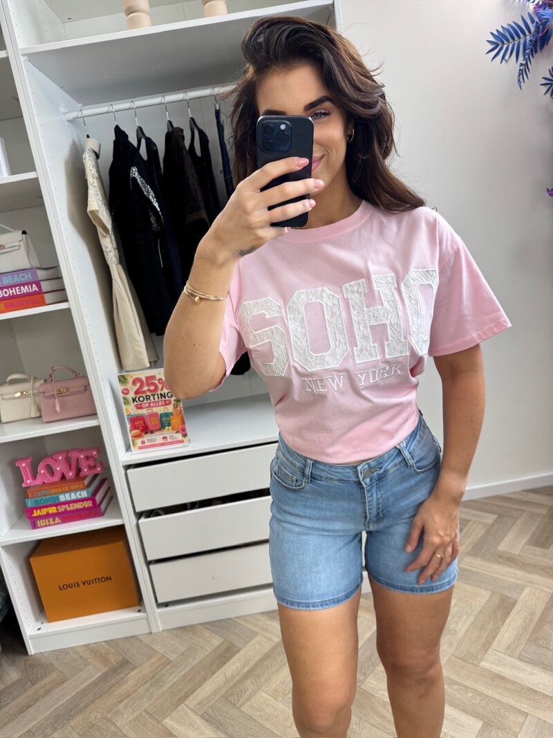 T-shirt Soho Lace  Pink White CY5481E
