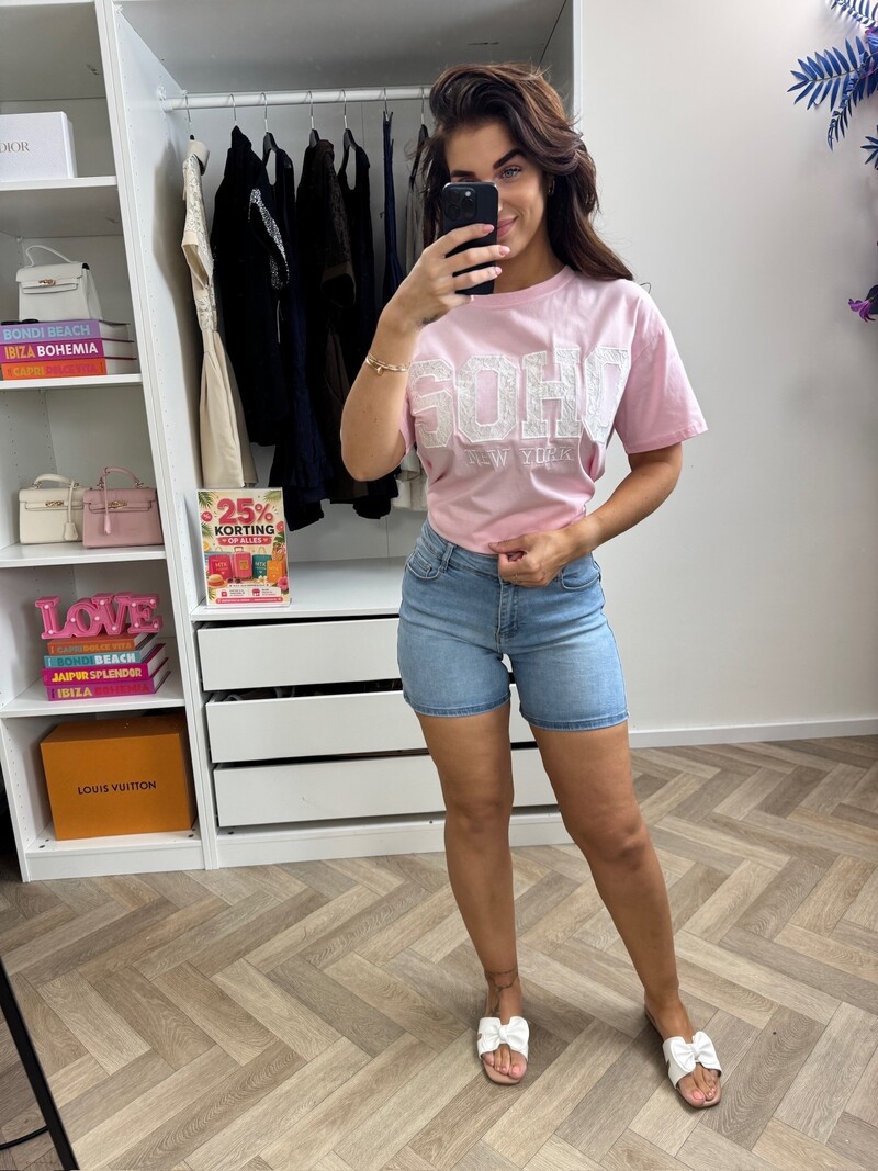 T-shirt Soho Lace  Pink White CY5481E