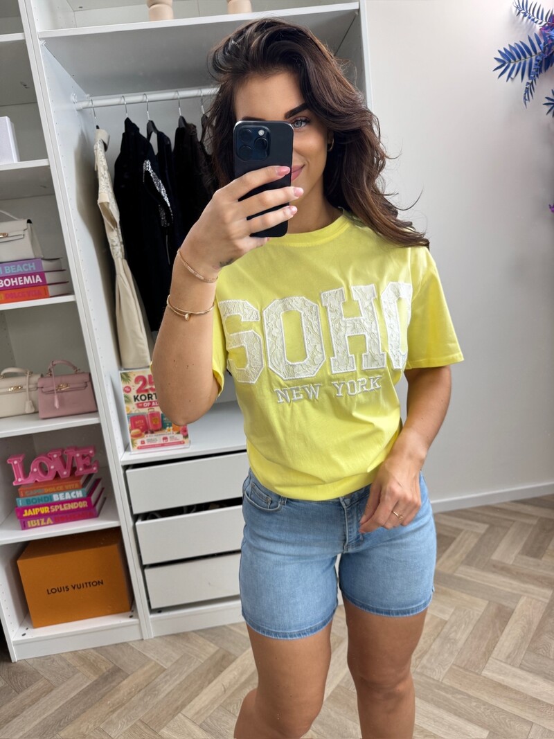 T-shirt Soho Lace  Yellow White CY5481E