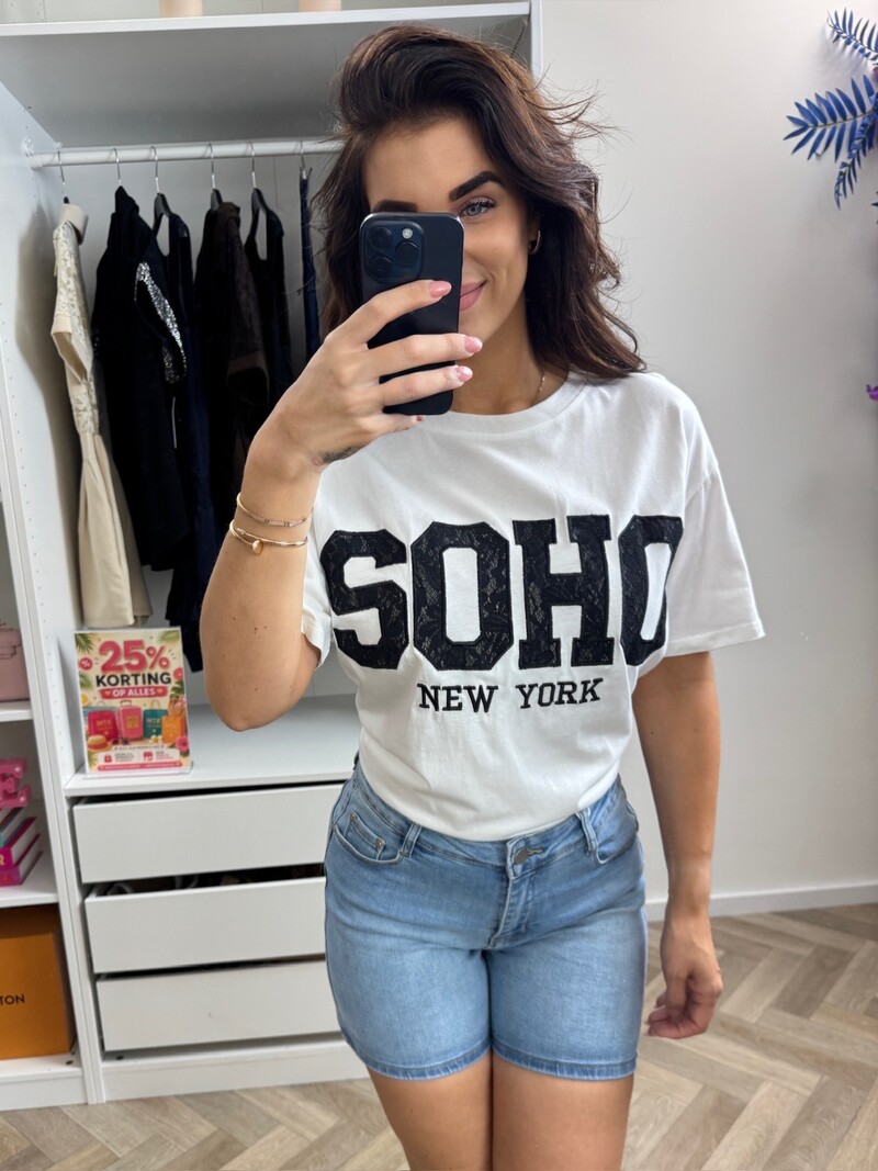 T-shirt Soho Lace White Black CY5481E