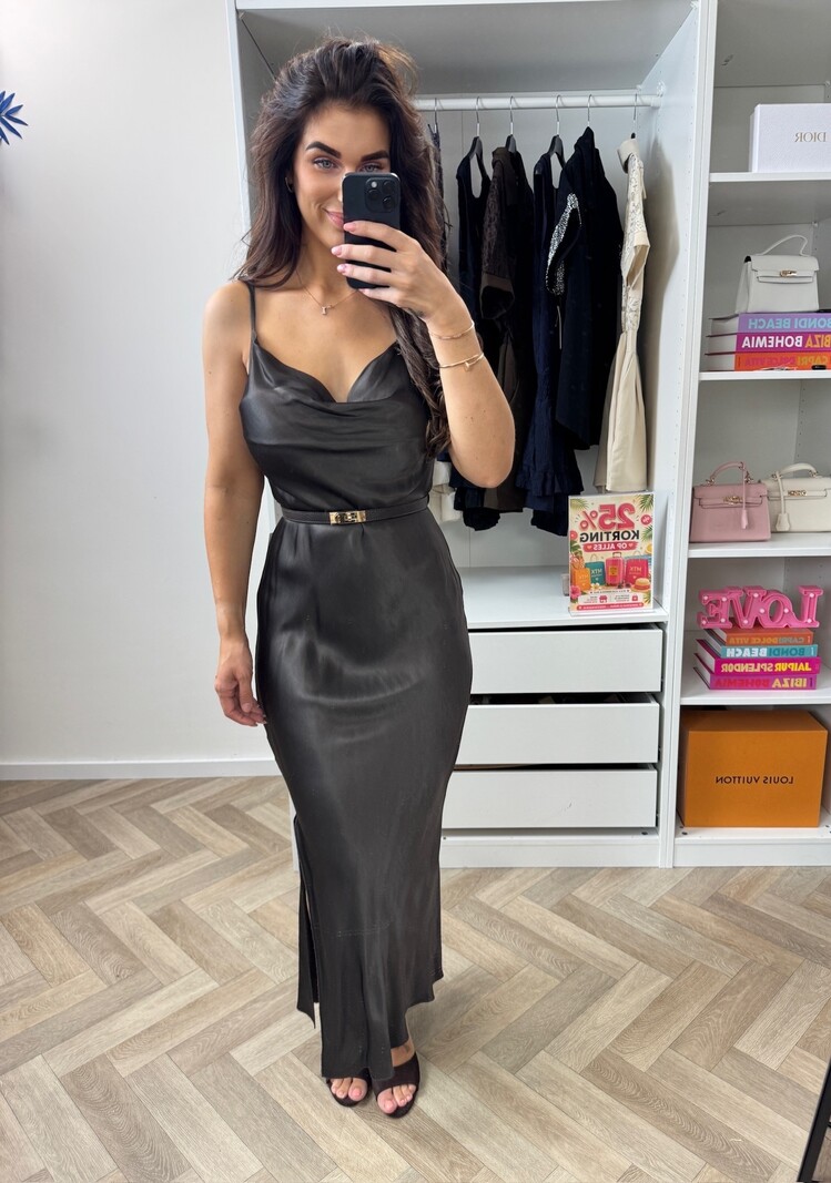 Long Dress Satin Choco