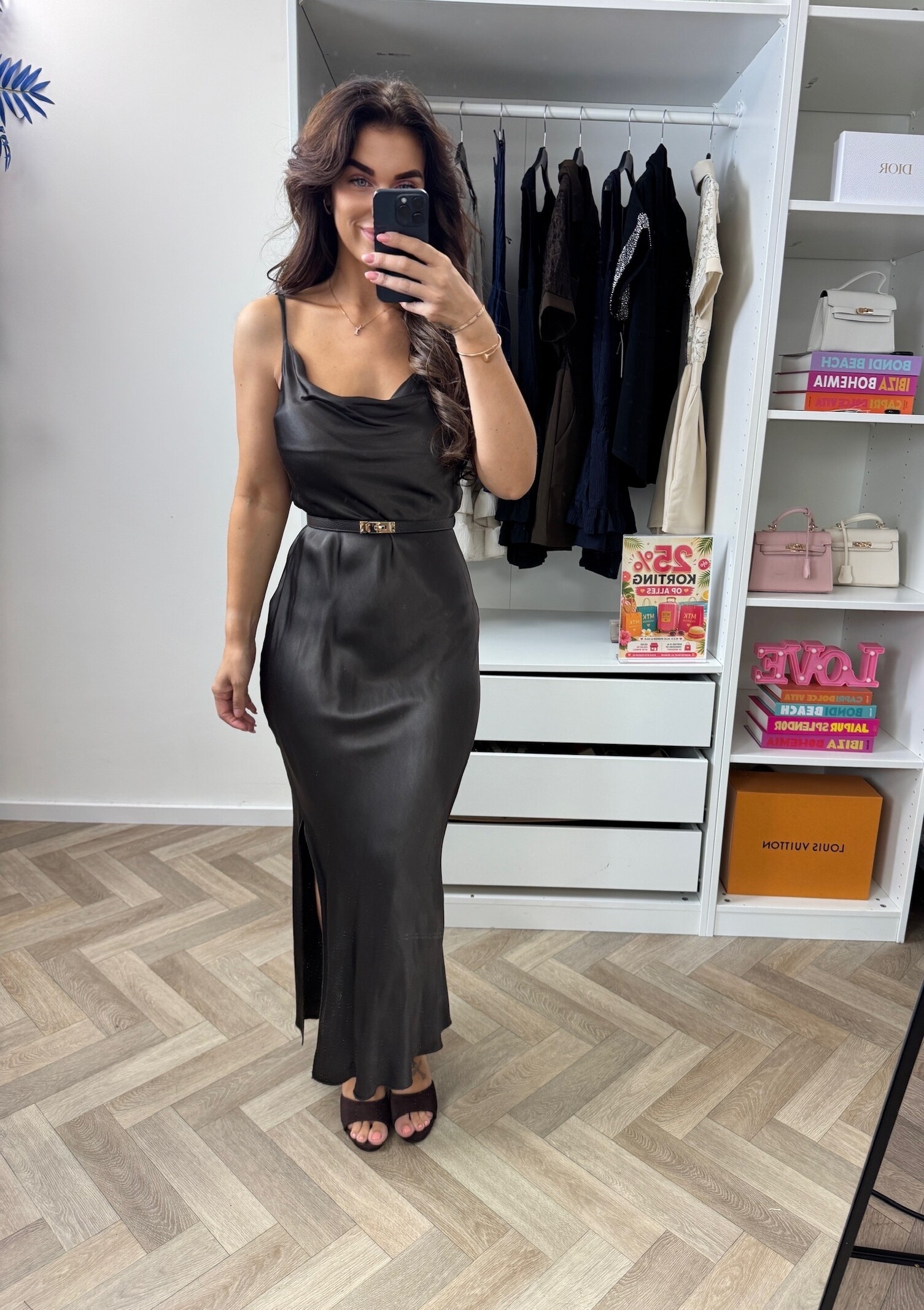 Long Dress Satin Choco