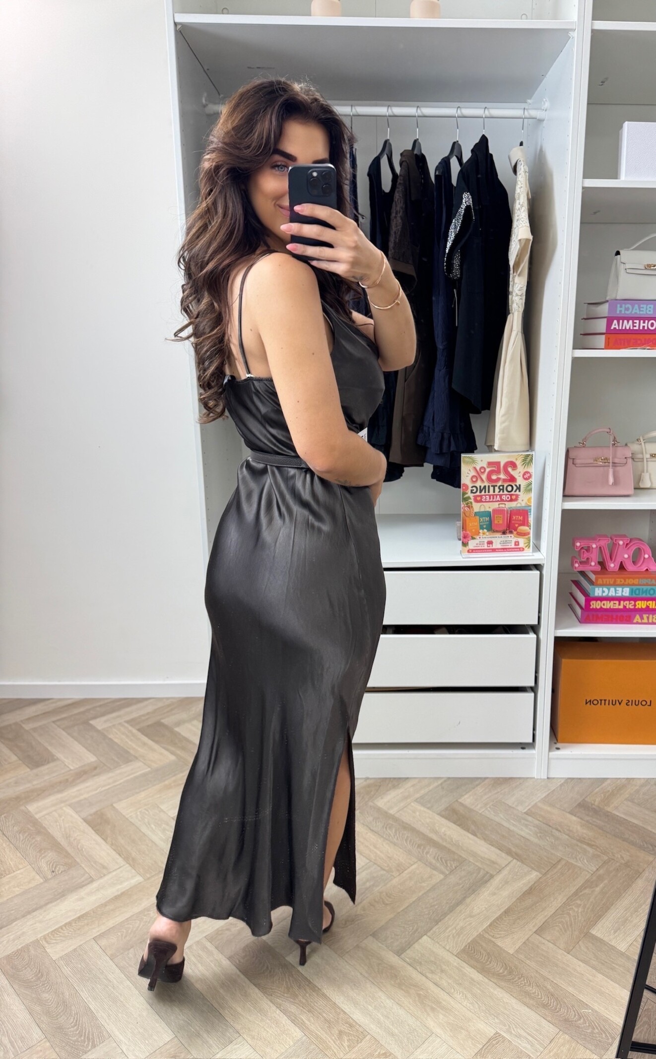 Long Dress Satin Choco