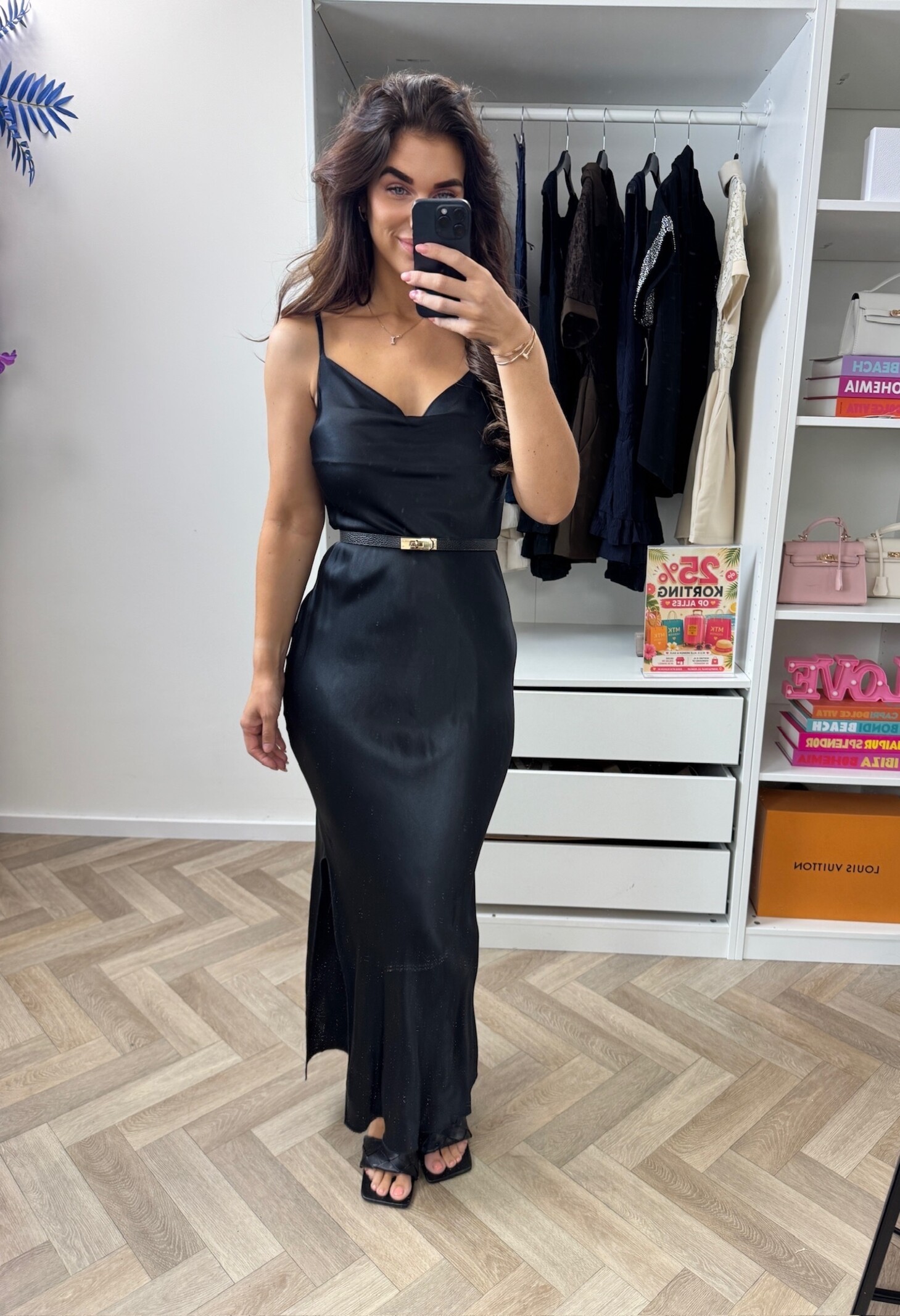 Long Dress Satin Black