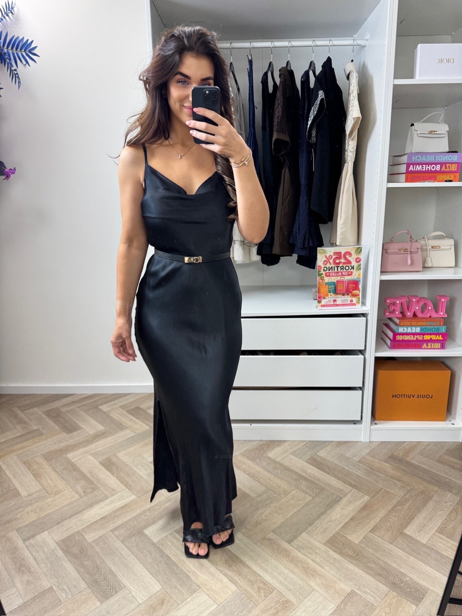 Long Dress Satin Black